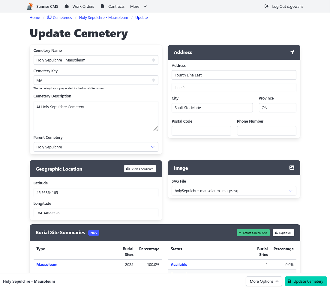 Update Cemetery View
